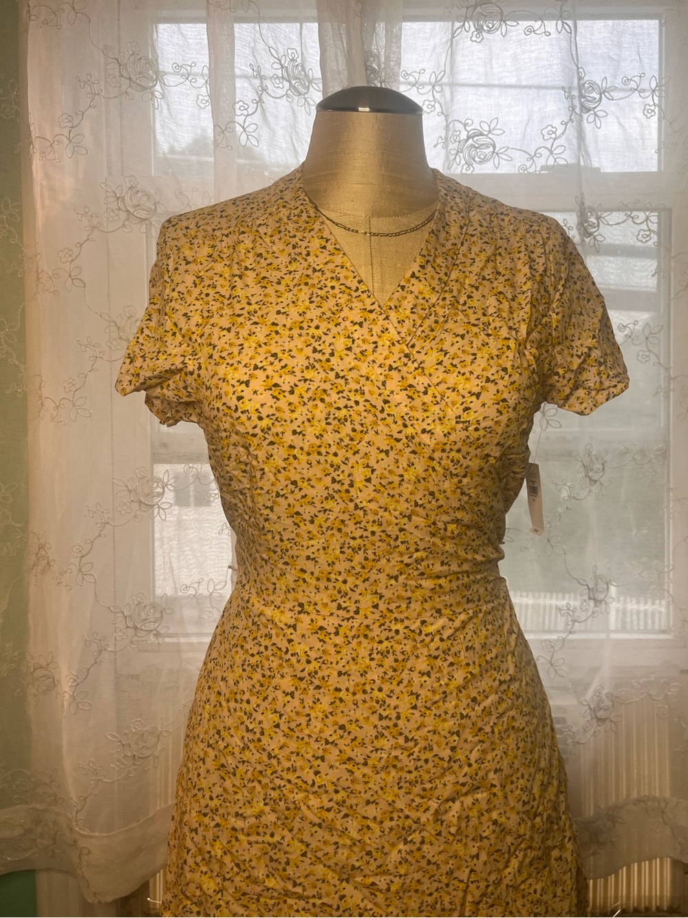 Old Navy Yellow Floral Wrap Dress